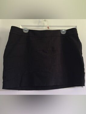 Express Black Mini Skirt with Diagonal Banding Detail